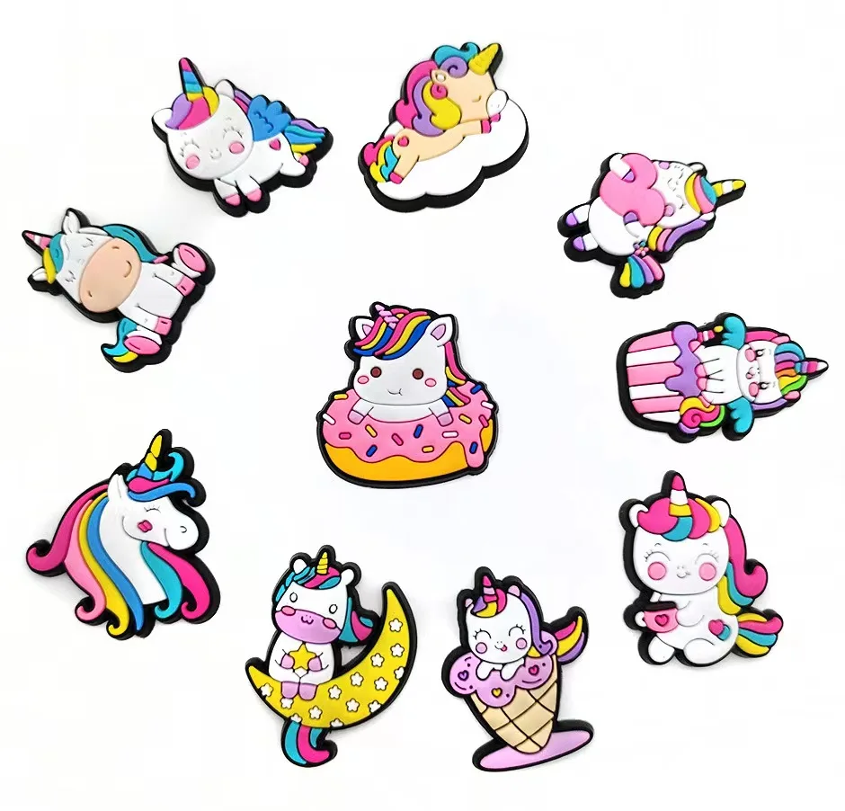 10Pcs unicorn shoe charms PVC shoe accessories Garden shoe decorations for Croc charms jibz Buckle Unisex Gifts And Kids Par