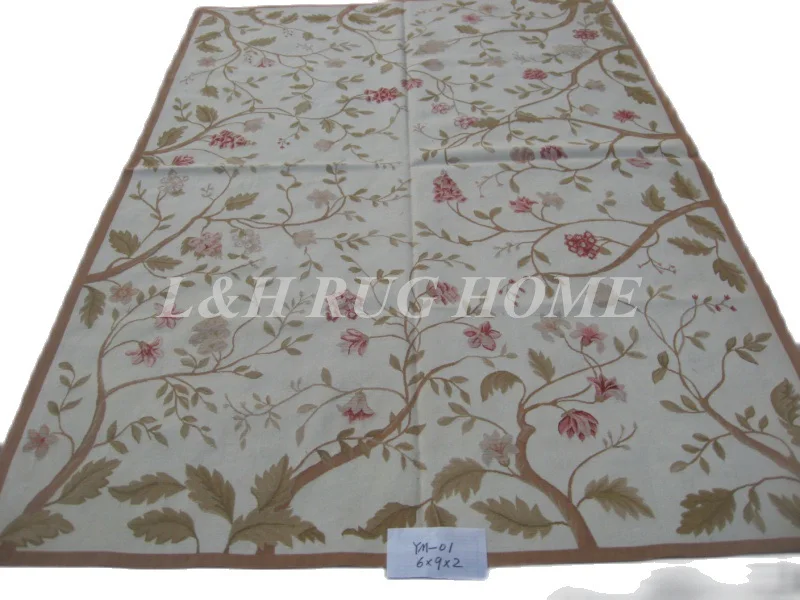 

Бесплатная доставка 6'x9 'Французский Aubusson ковер, 100% ручная работа, новозеландский шерстяной ковер светильник-Фиолетовое поле