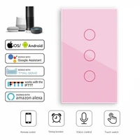 tuya wifi smart light switch pink blue glass panel voice control alexa google home 1 2 3 4 gang touch sensor smart wall switch