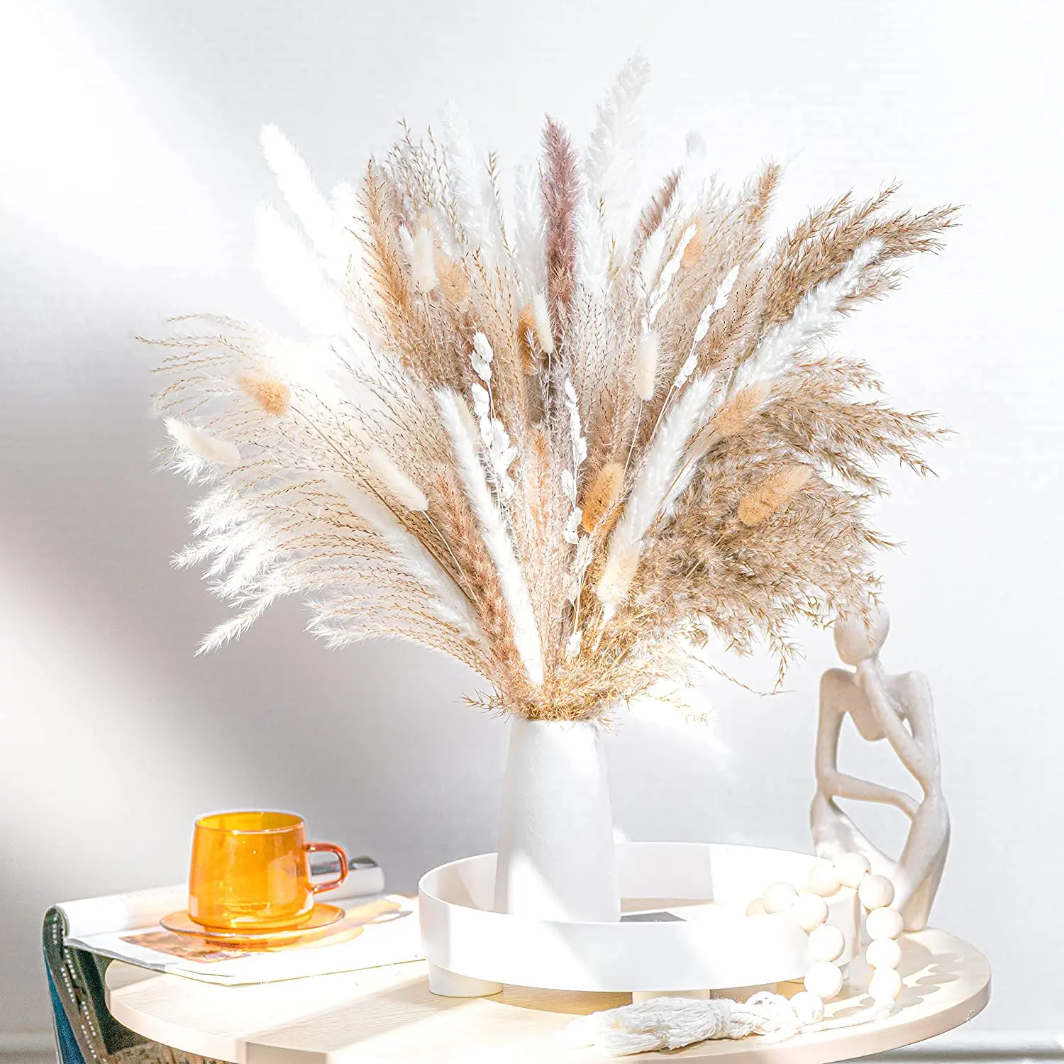 

92PCS Beautiful Natural Pampas Grass Bouquet Decor Long-Lasting Dried Flowers Bouquet for Boho Home Decor and Boho Wedding Deco