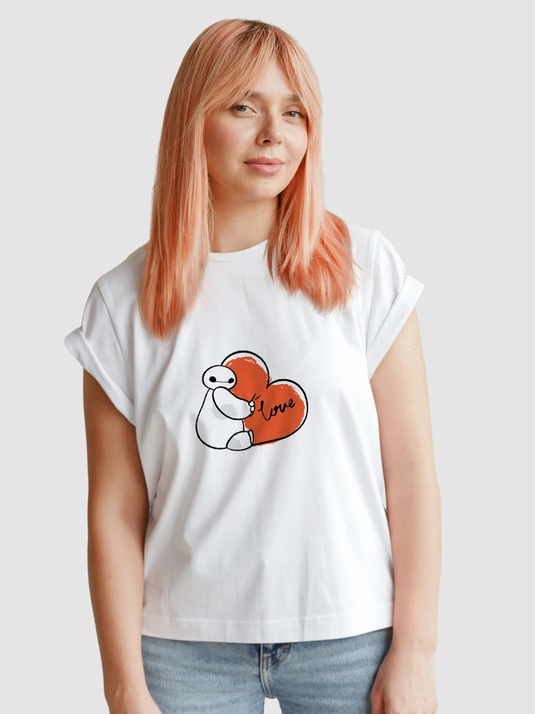 

Disney Baymax Love T-shirt New Arrivals Summer 2022 Women Aesthetic Clothes Fashion Kawaii Harajuku Young Female Shirt Wholesale