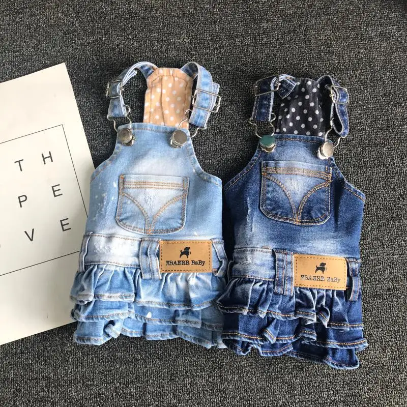 

Denim Skirt Pet Dog Clothes Strap Dress Clothing Dogs Super Small Costume Elasticity Cute Chihuahua Summer Blue Girl Mascotas