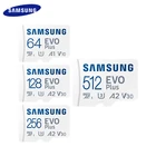 Карта памяти MicroSD SAMSUNG EVO PLUS, класс 10, 128 ГБ, 256 ГБ, 512 ГБ, U3, скорость чтения до 100, МБс., карта памяти 64 ГБ, карта U1 UHS-I TF