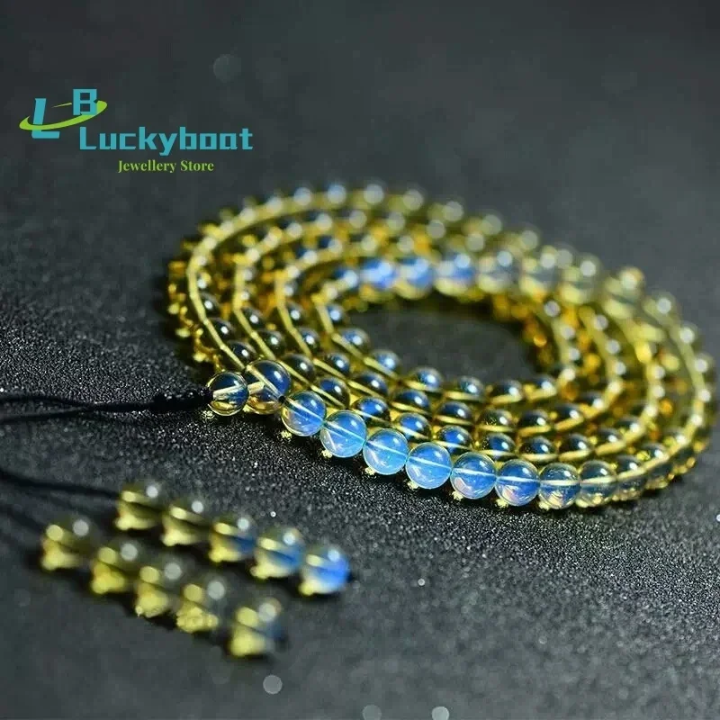Фото Браслет из мексиканского синего янтаря Koraba Fine Jewelry с 108 бусинами из воскового янтаря, для мужчин и женщин №4