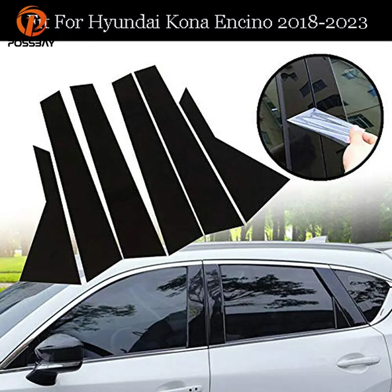 

6Pcs Car Pillar Posts Door Window Trim Cover Stickers for Hyundai Kona/Encino/Kauai 2018 2019 2020 2021 2022 2023