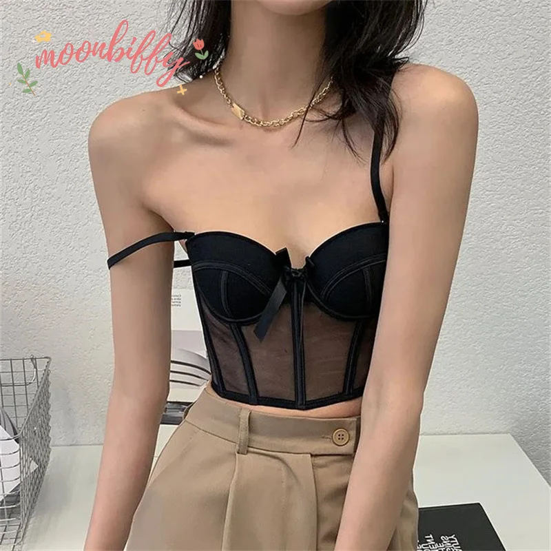

Lace Bra Sexy Mesh Underwear Women Hollow Out Shape Half Cup Soft Bralette Anti-sag Push Up Bow Thicken Women Underwear Set