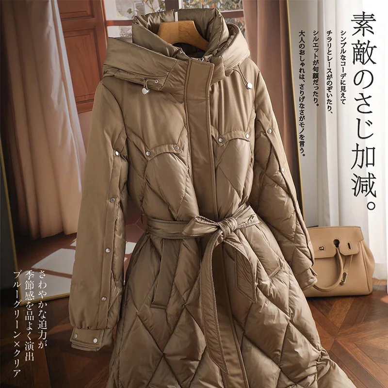 Long Duck Jacket Women Casacos De Inverno Feminino  90%  White Duck Down  Long  High Street  Slim  Zipper Thin Abrigo Mujer