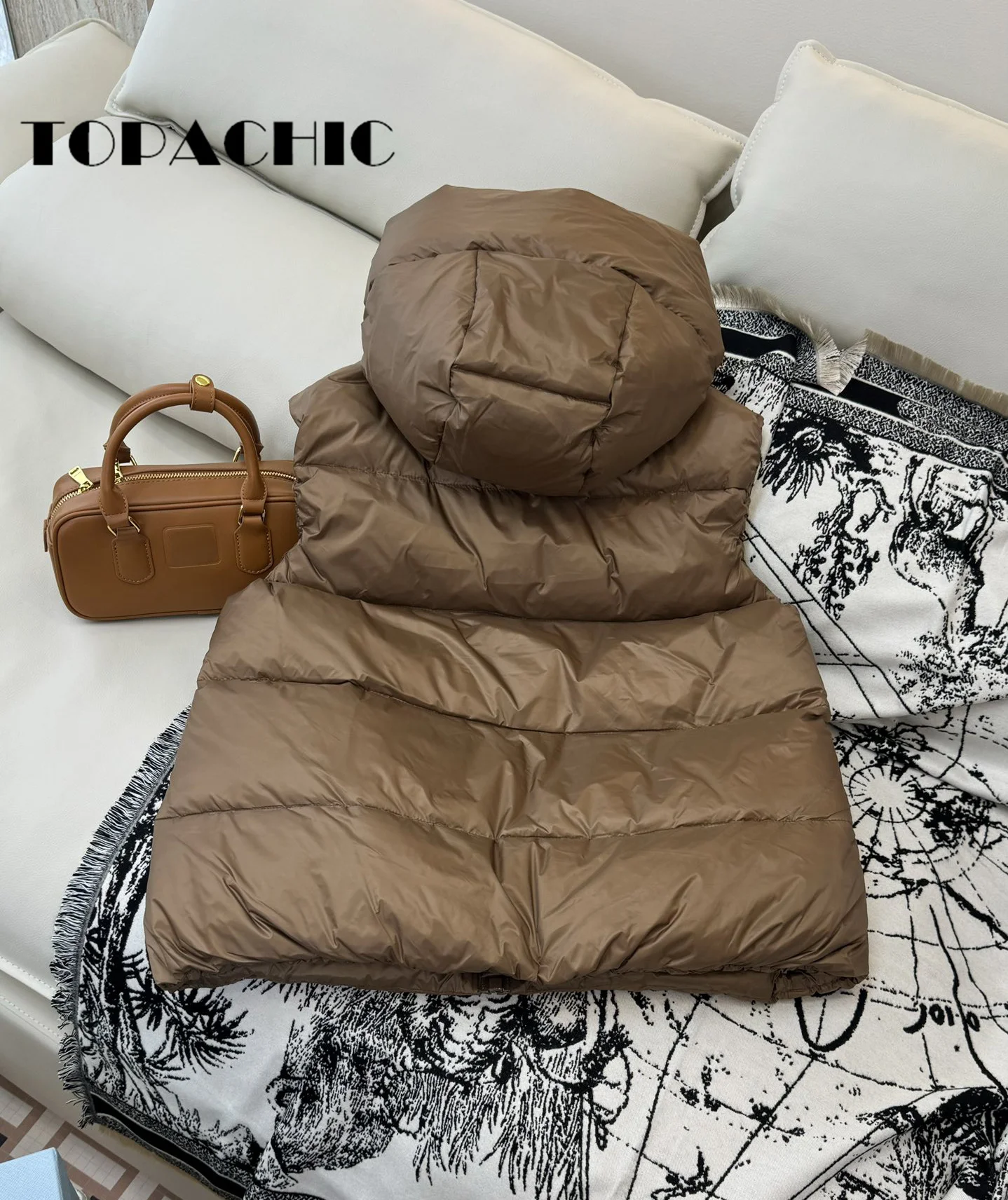 9 12 TOPACHIC-Женская одежда жилет на молнии со шнуровкой и капюшоном