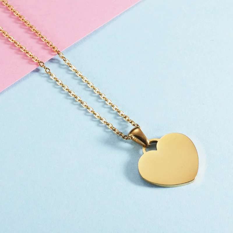 

10Pcs Fashion Necklaces 2023 Woman Stainless Steel 25x25mm Love Heart Pendant Necklaces Girls Jewelry Rose Gold Color Chain Link