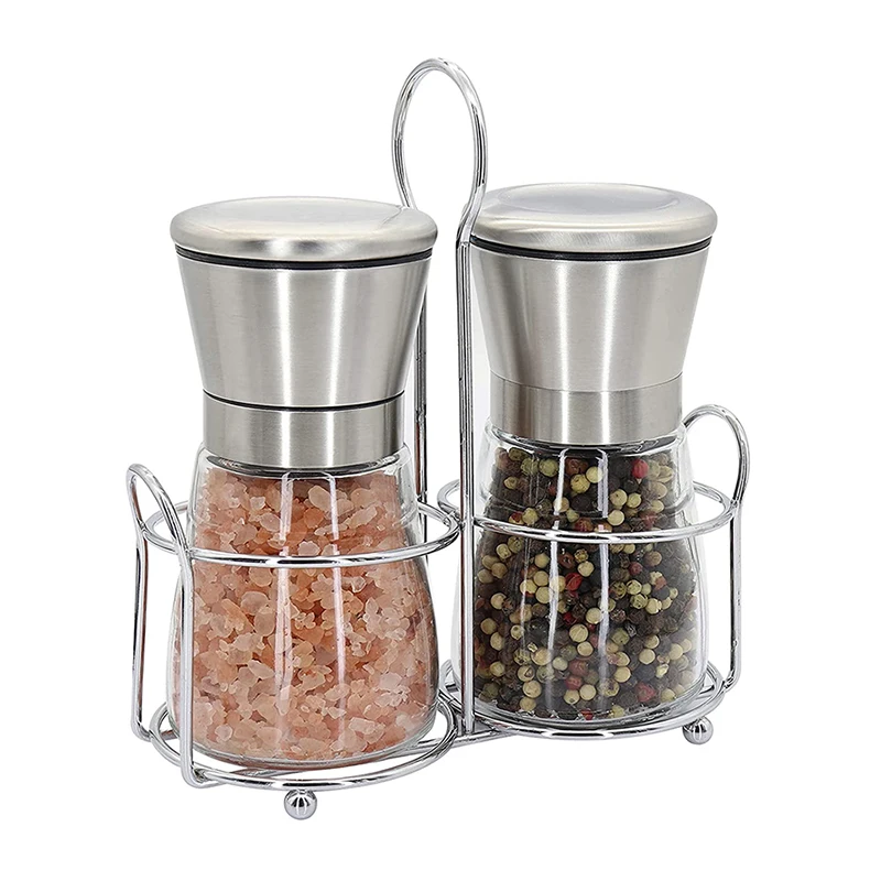 Manual Salt and Pepper Grinder Stainless Steel Salt Shaker Adjustable Coarseness Refillable Spice Mill Kitchen Accessories