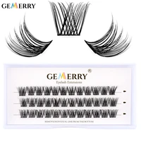 gemerry 36 bundles eyelash extension clusters dovetail segmented lashes 0 07mm thickness mink strip eyelashes natural style
