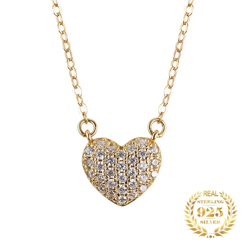 

Женское ожерелье из серебра 925 пробы с кулоном в виде сердца из циркония
