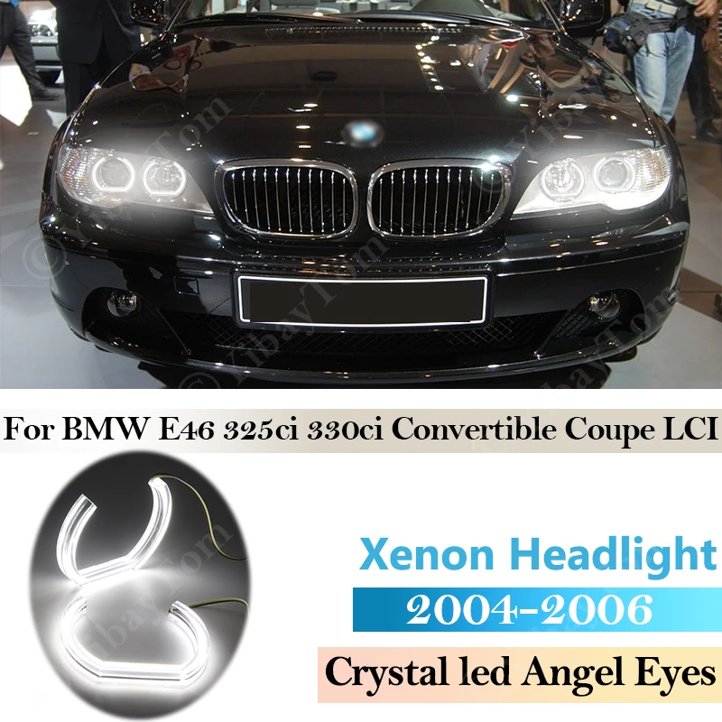 

DTM Crystal LED Angel Eyes Xenon Headlight For BMW E46 325ci 330ci Convertible Coupe 2004 2005 2006 LCI Halo Rings Light Kits