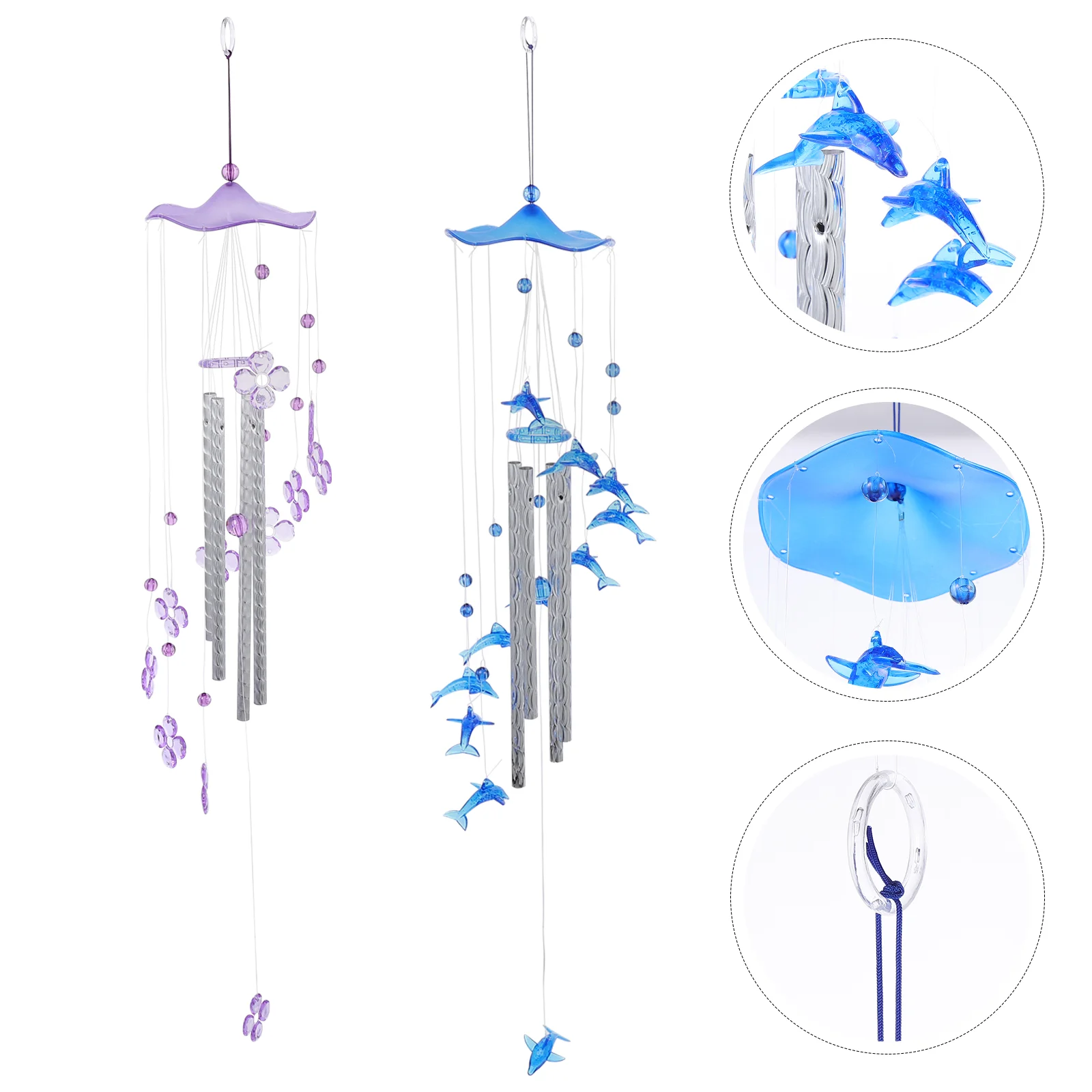 

2pcs Beautiful Aluminum Tube Chimes Wind Bells Home Decor (Blue + Purple)