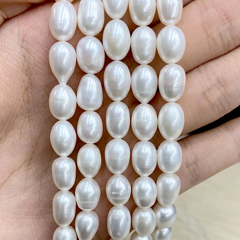 Белые жемчужные рисовые бусины 7x10 мм | Украшения и аксессуары