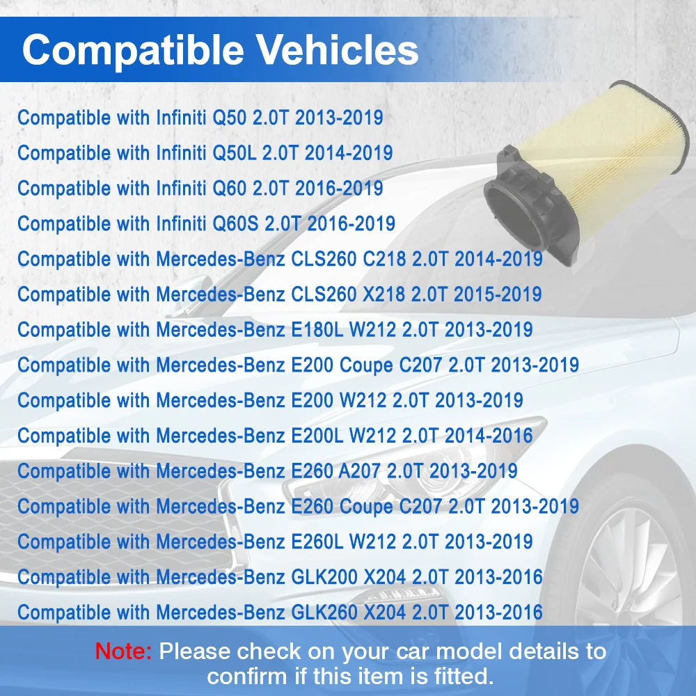 Фото Воздушный фильтр для автомобиля 2740940004 для Mercedes-Benz E200 E200L E180L W212 CLS260 C218 X218 GLK200 X204 Infiniti Q50 Q50L Q60 A2740940004 №3
