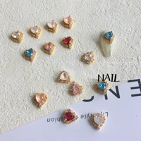 5pcs gorgeous diamond studded peach heart zircon multicolor glittering rhinestone mocha heart trendy aesthetic jewelry ornaments