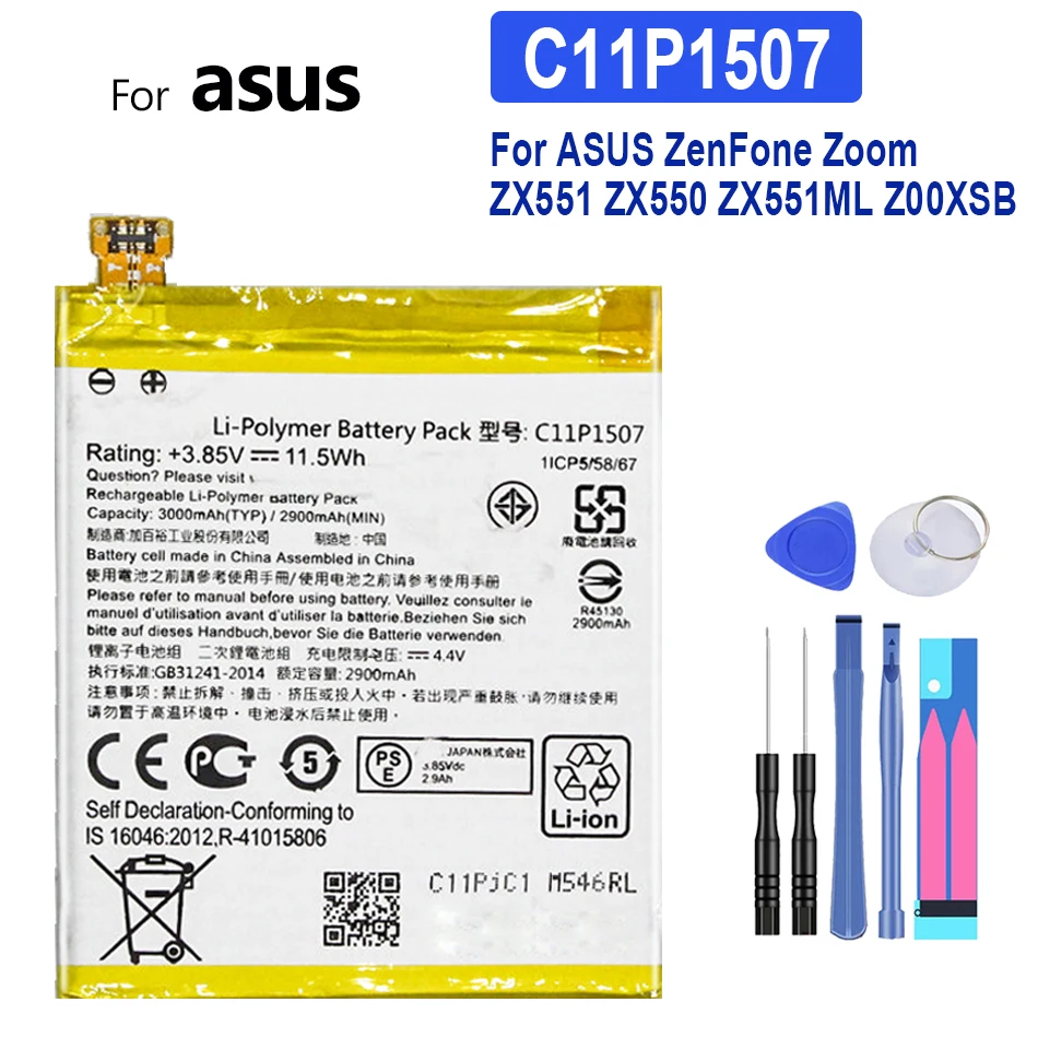 

C11P1507 Battery 3000mAh For ASUS ZenFone Zoom ZX551 ZX550 ZX551ML Z00XSB Mobile Phone Bateria