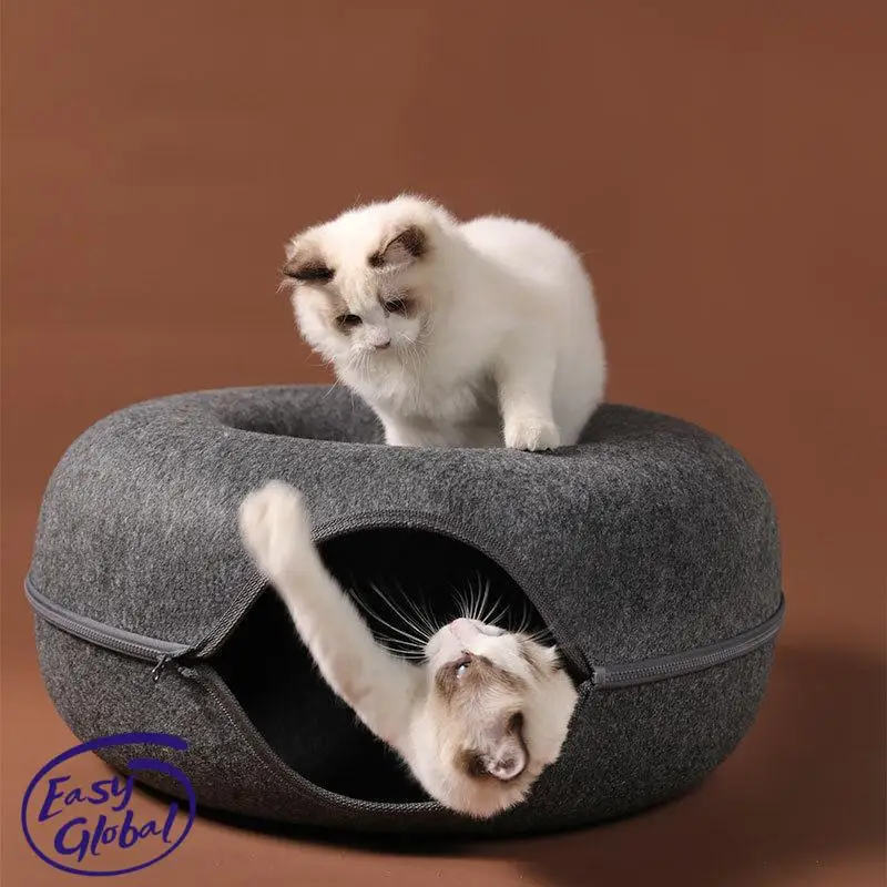 

Pets House Cat Bed Tunnel Interactive Play Indoor Kitten Dog Training Toy Cats Donuts House Basket Nest Pet Accessories Supplies