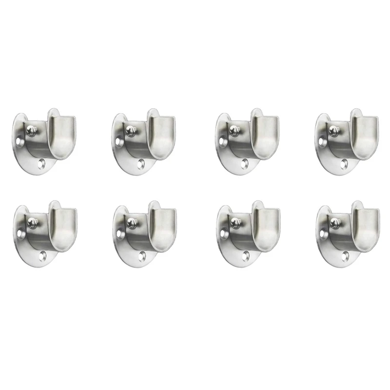 

2X Stainless Steel Closet Closet Bracket, U-Shaped Open Socket Bracket, Shower Curtain Rod End Support Sleeve Flange