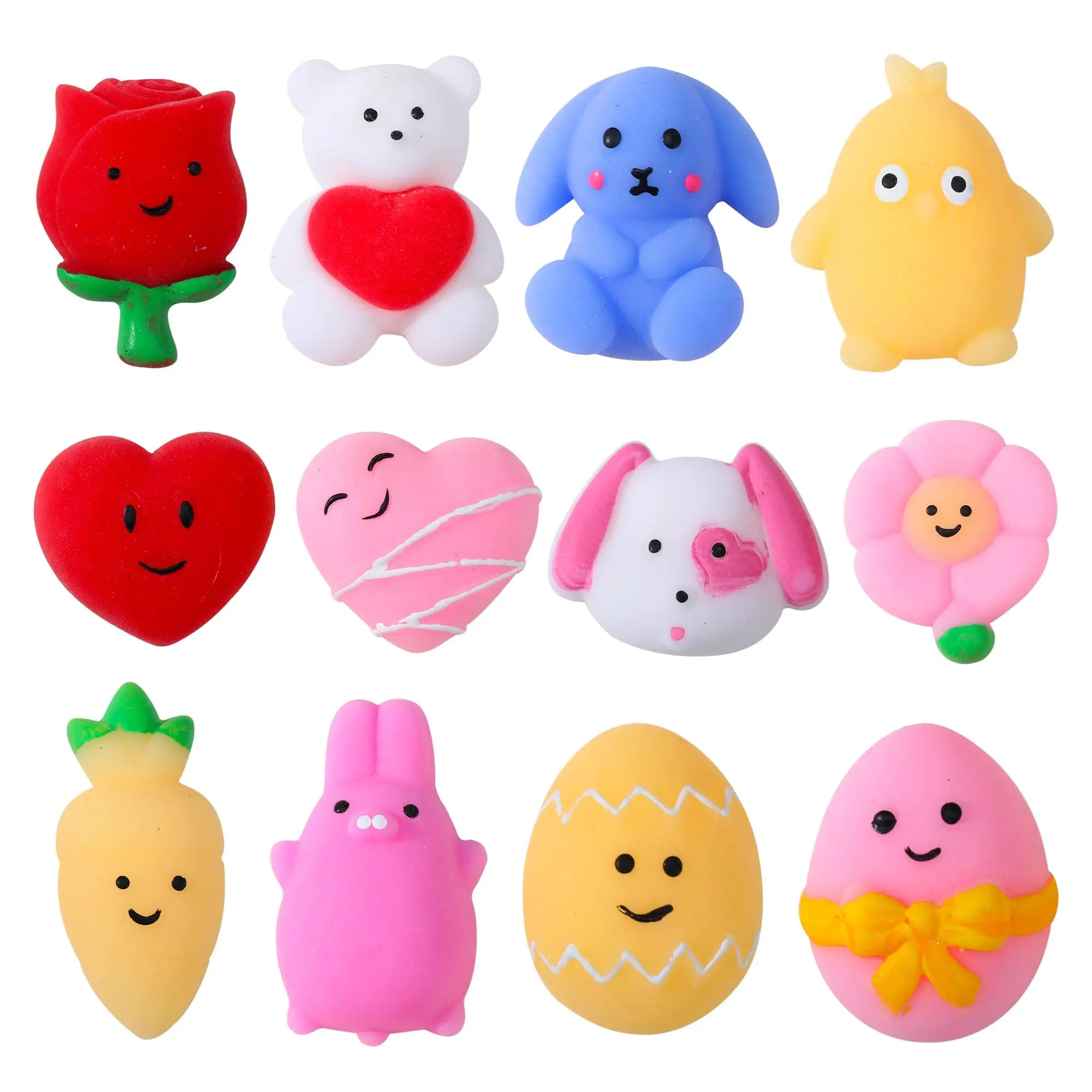 

12pcs Mochi Squishy Toy Easter Egg Fillers Basket Stuffers Sensory Fidget Toys Party Favors for Kids Valentines Classroom Gifts