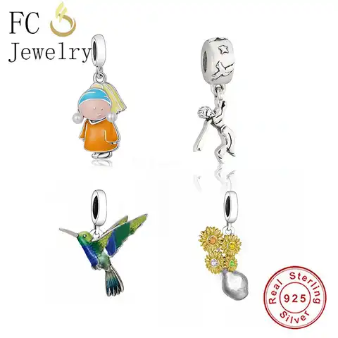 FC ювелирные изделия подходят оригинальный браслет из серебра 925 пробы морской принц с птицей и звездой бусины для изготовления женщин Berloque ...