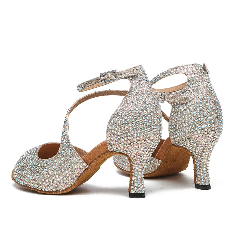 Woman Dance Heels For Dancing Women's Latin Shoes Girls Ballroom Modern Tango Shoes Ladies Salsa Rhinestone Party Wedding Shoes