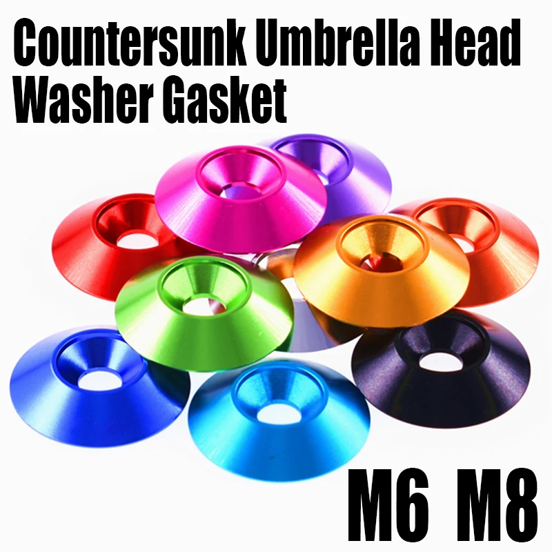 

5PCS M6 M8 Aluminum Colourful Countersunk Umbrella Flat Head Screw Concave Conical Decorative Groove Washer Gasket