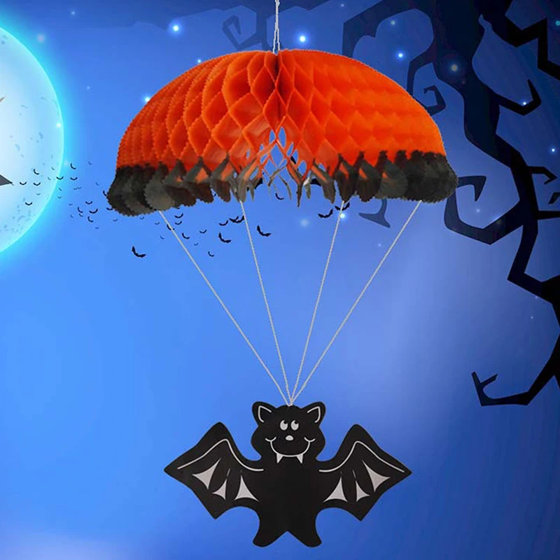 

Halloween Paper Hanging Pumpkin Ghost Spider Bat Shape Honeycomb Paper Balls Horror Pumpkin Parachute Ornament