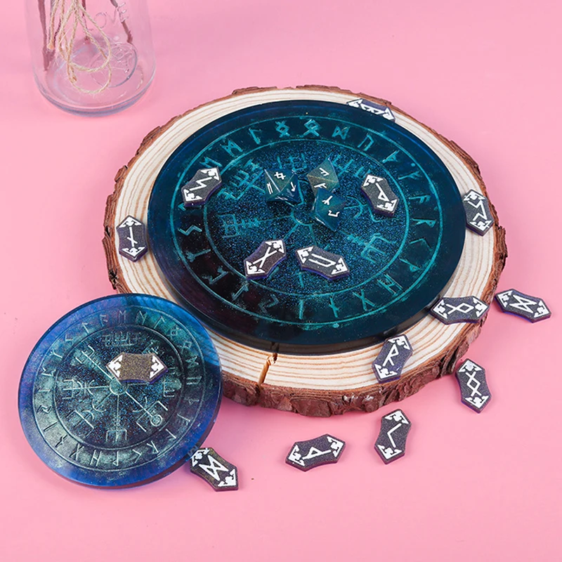 

Rune Stones Silicone Mould Divination Mat Tray Dice Astrology Compass Mold