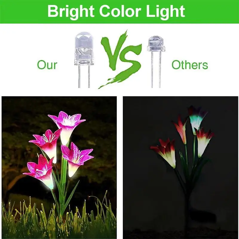Уличные фонари на солнечной батарее с 4 цветами лилии лампа освещение для газона