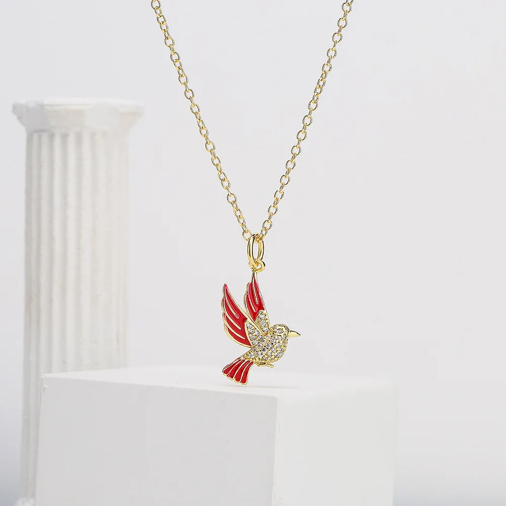 

Micro Zircon Love Bird Pendant Necklace Design Clavicle Chain Animal Statement Necklace for Women Jewelry Trendy Party Wholesale