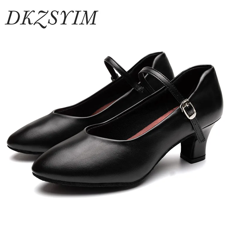 

DKZSYIM Leather Waltz Women Dance Shoes Ballroom Girls Latin Shoes Ladies Modern Jazz Comfortable Close Toe Dance Sneakers