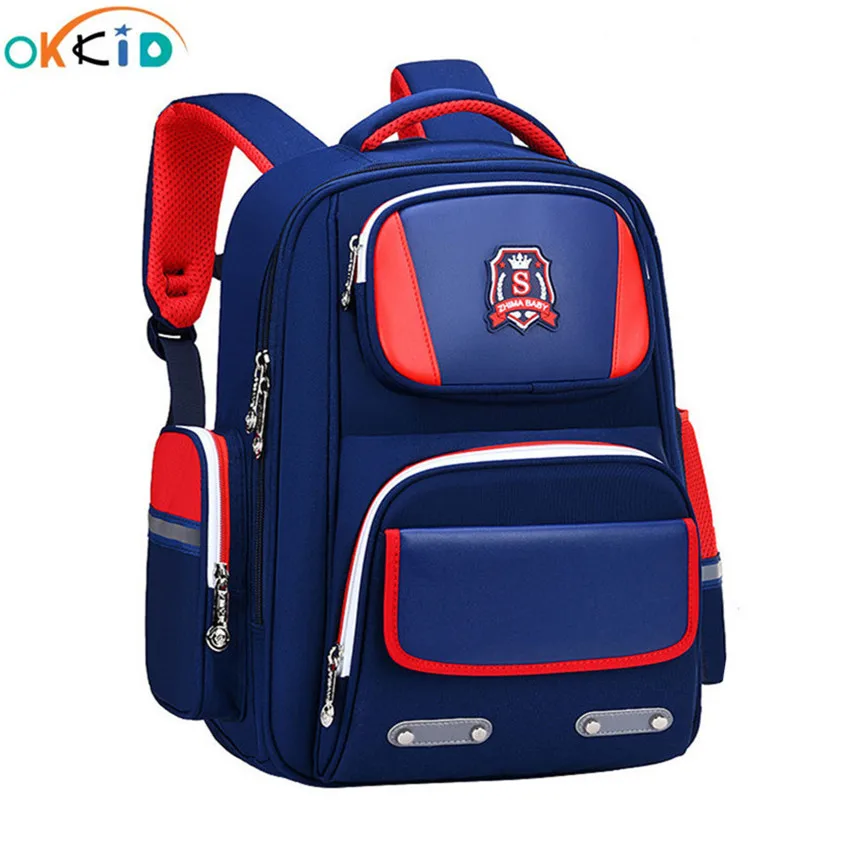 OKKID orthopedic school backpack for boy waterproof schoolbag luminous reflective strip school bags for boys children book bag