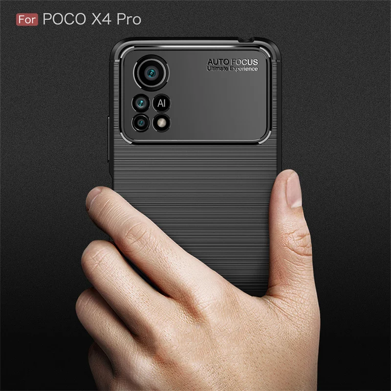 carbon fiber bumper for poco x4 pro 5g case for poco x4 pro 5g coque shockproof protective phone cover for poco x4 pro 5g free global shipping
