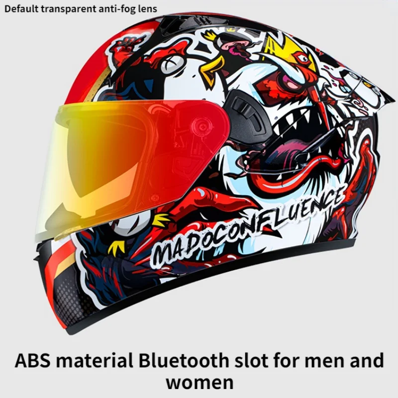 Men's and women's locomotives full helmet four seasons general purpose anti-fog safety double mirror motorcycle helmet