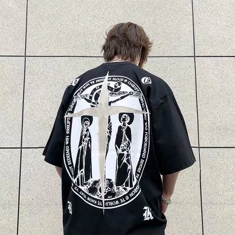 

Men T-Shirts Oversized Cotton Short Sleeve Graphic Korean Fashion Harajuku Streetwear Gothic Tops Aesthetic Vintage Y2k Clothes