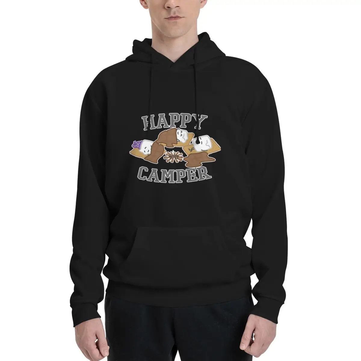 

Happy Camper Sleeping Marshmallows Polyester Hoodie Men's Women's Sweater Size XXS-3XL