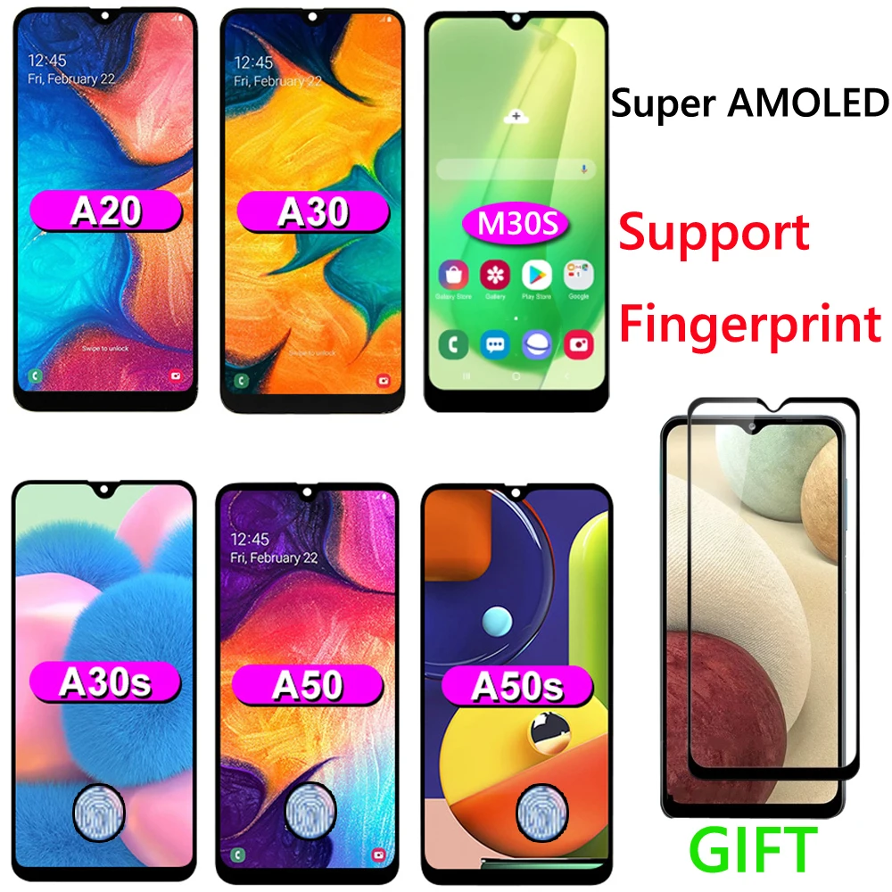 AMOLED ЖК-дисплей для Samsung Galaxy A20 A205 A30 A305 A30S A307 A50 A505 A50S A507 M30 M30S M307 дигитайзер сенсорный