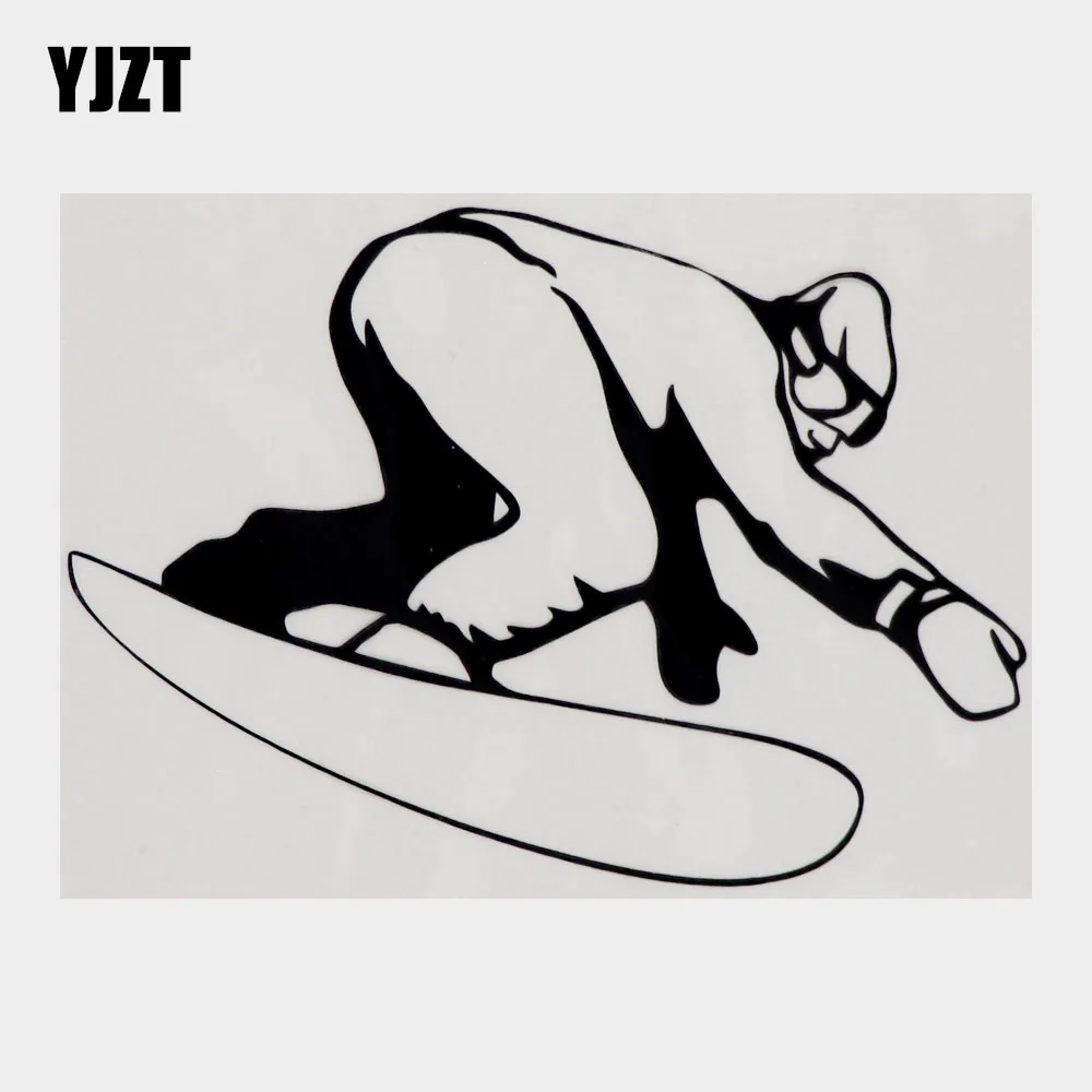

YJZT 15.5CM×11.1CM Fun Winter Sports Snowboarding Car Sticker Black/Silver Decal 8A-1378