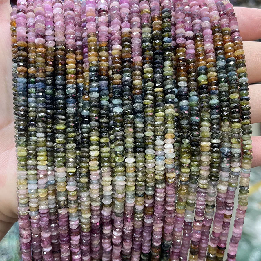 Натуральный цвет турмалин искусственная бусина Маленький граненый разделитель