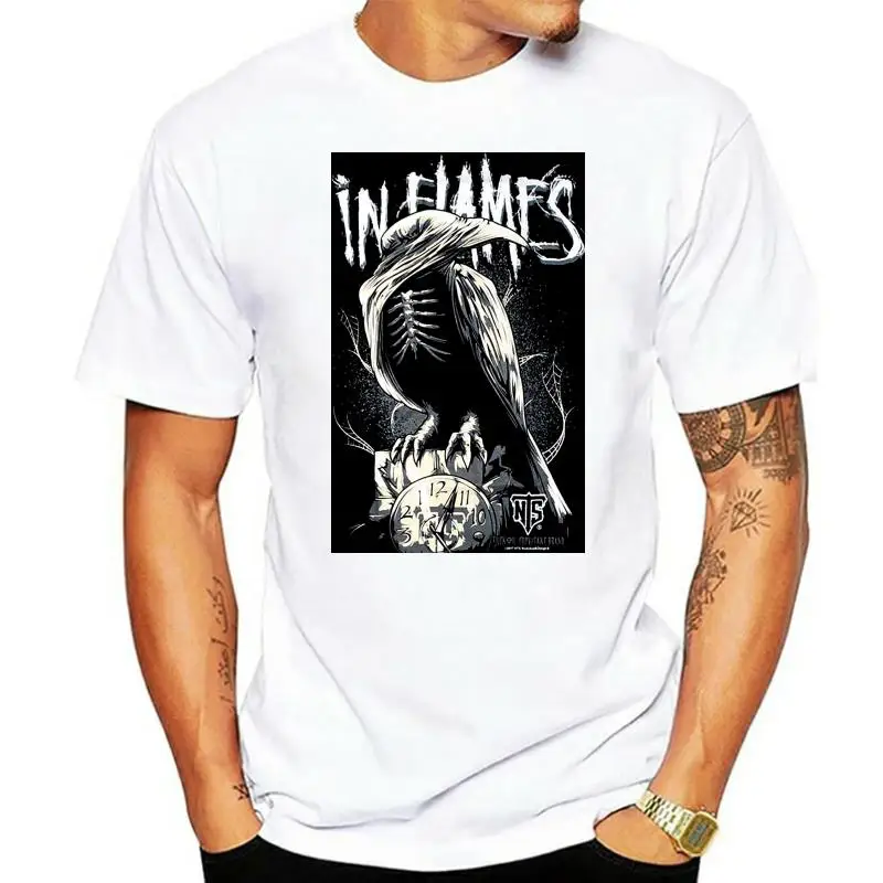 

In Flames Crow clock Men Short Sleeve T Shirt