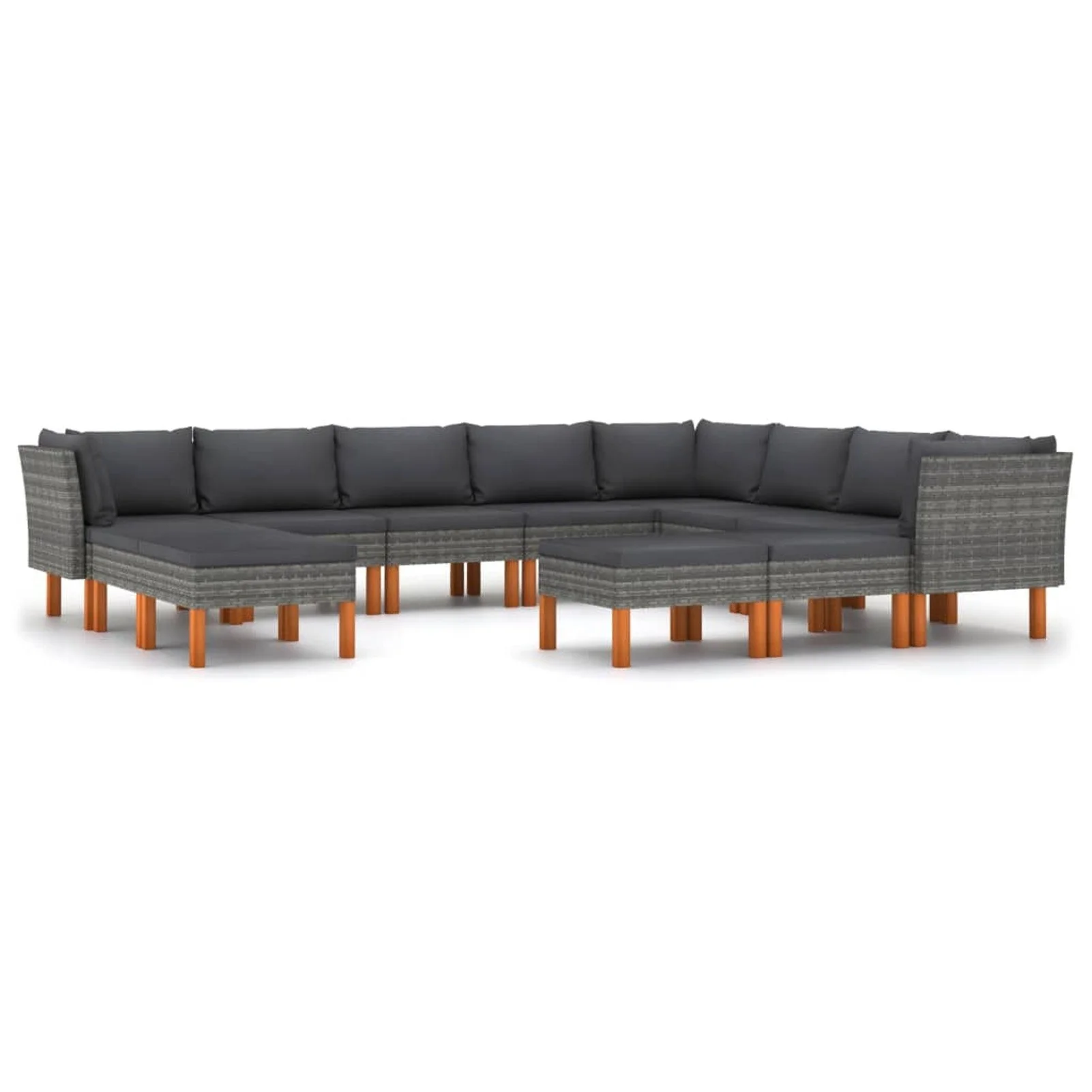 

12 Piece Garden Lounge Set with Cushions Poly Rattan Gray