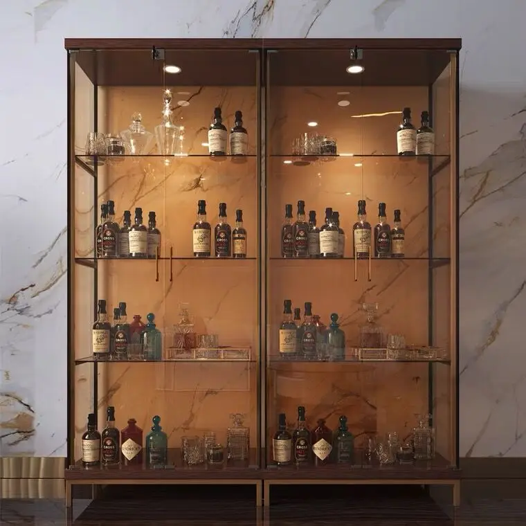 

Modern and simple stainless steel glass wine cabinet, light luxury household partition floor cabinet SUS 304