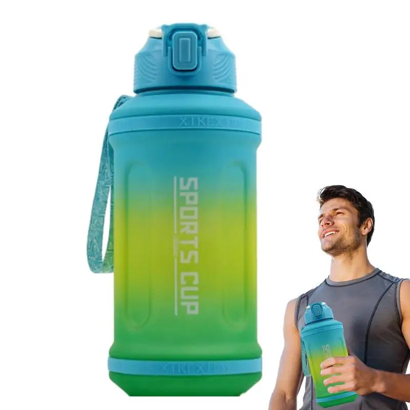 

Fitness Water Bottle Gradient Leakproof Workout Water Bottle 1350ml Water Bottle With Strap & Straw For Gym Sports Daily Intake