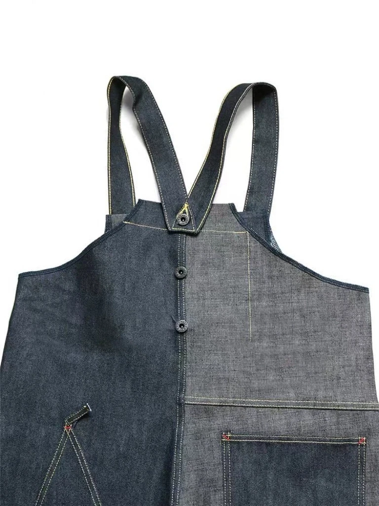 New Arrival Kapital Hirata Hiroshi Spliced Jumpsuit Retro Geometric Heterosexual Strap Pants Jeans for Men and Women Overalls