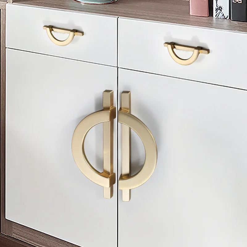 

Simple Nordic Golden Creative Cabinet Semi-circle Door Kitchen Home Decoration Supplies Drawer Cabinet Handle Drawer Pulls Knobs