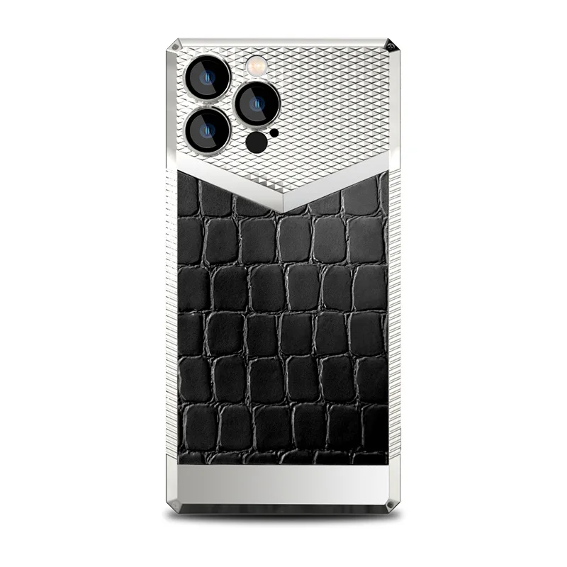 

Fashion Electroplated Glossy Case For iPhone 11 12 14 13 Pro Max Crocodile Alligator Texture Non-Slip Camera Film Armor Cover
