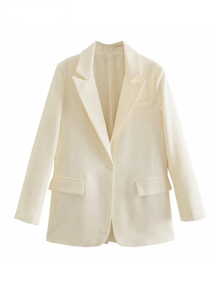 

Женский винтажный бежевый Блейзер, Элегантная куртка с длинным рукавом, женская одежда для работы, Блейзер, деловые костюмы 4M51
