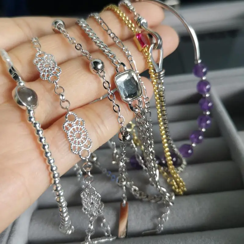 Женский браслет из серебра 100% пробы с фианитами |